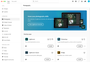 Adobe Apps page