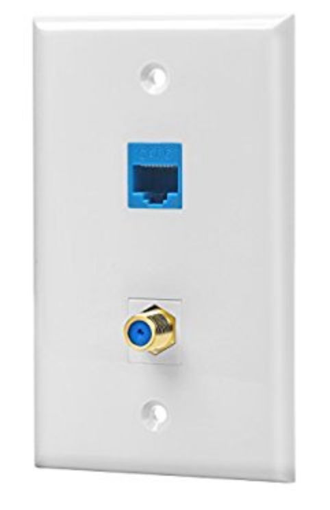 Photo of a blue ethernet jack