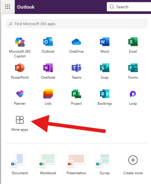 Screenshot of More apps button