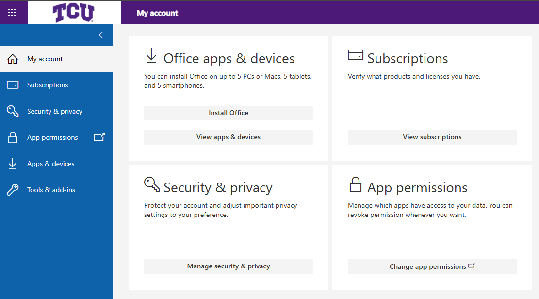 Screenshot of Install Apps page