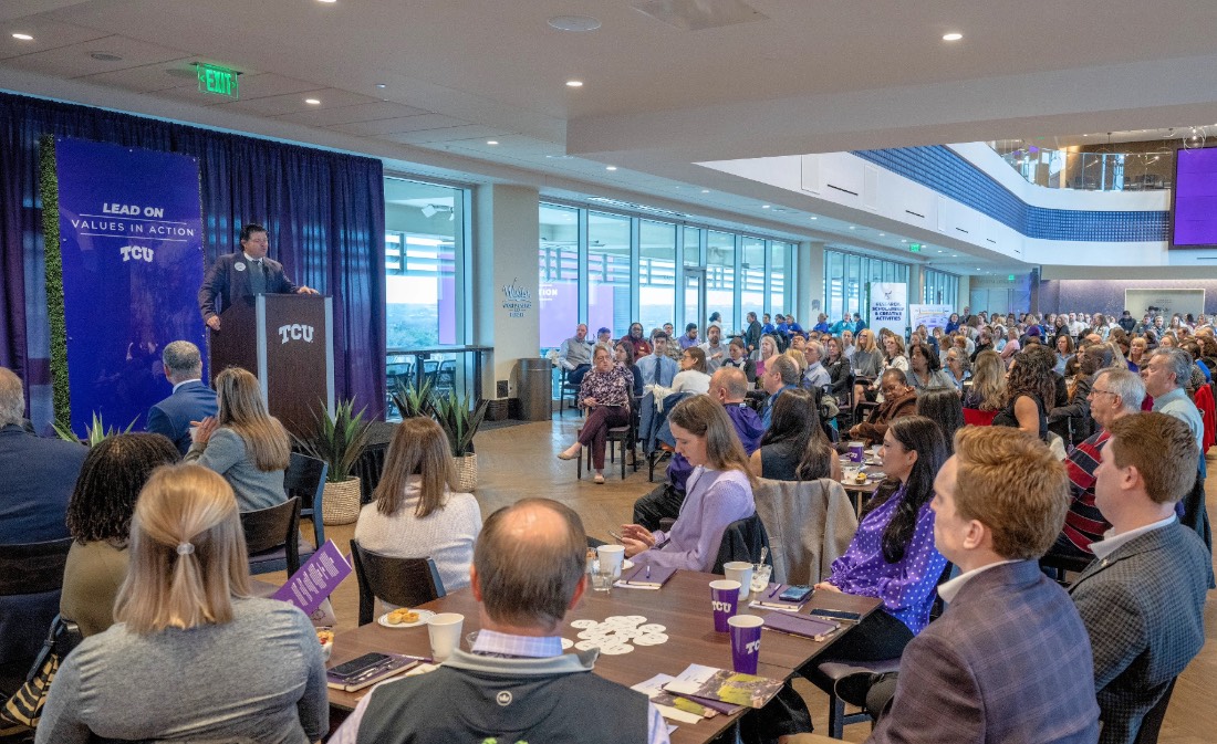 TCU community listening to speaker