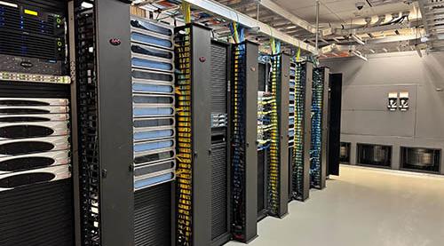 Photo of lit-up server room